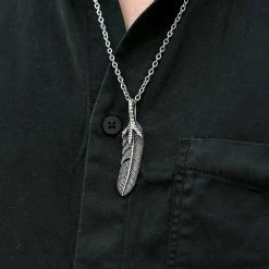 Fort Tempus Silver-Tone Stainless Steel Claw & Feather Cable Chain Necklace 9 Fort Tempus Silver-Tone Stainless Steel Claw & Feather Cable Chain Necklace -MEN NECKLACES shop necklace 4