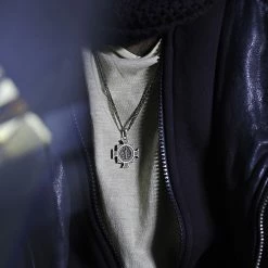 Lucleon Sanctus | Vintage Silver-Tone Stainless Steel St. Benedict Cross Wheat Chain Necklace -MEN NECKLACES shop rel coin 1x1 25148 4