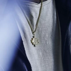 Lucleon Sanctus | Gold-Tone St. Benedict Cross Wheat Chain Necklace -MEN NECKLACES shop rel coin 1x1 25149 2