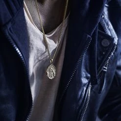 Lucleon Sanctus | Gold-Tone Immaculate Heart of Mary Wheat Chain Necklace -MEN NECKLACES shop rel coin 1x1 25154 3