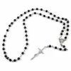 Fort Tempus Silver-Tone Steel Jesus On The Cross Rosary Necklace -MEN NECKLACES shop rosenkrans1