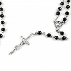 Fort Tempus Silver-Tone Steel Jesus On The Cross Rosary Necklace -MEN NECKLACES shop rosenkrans1 2