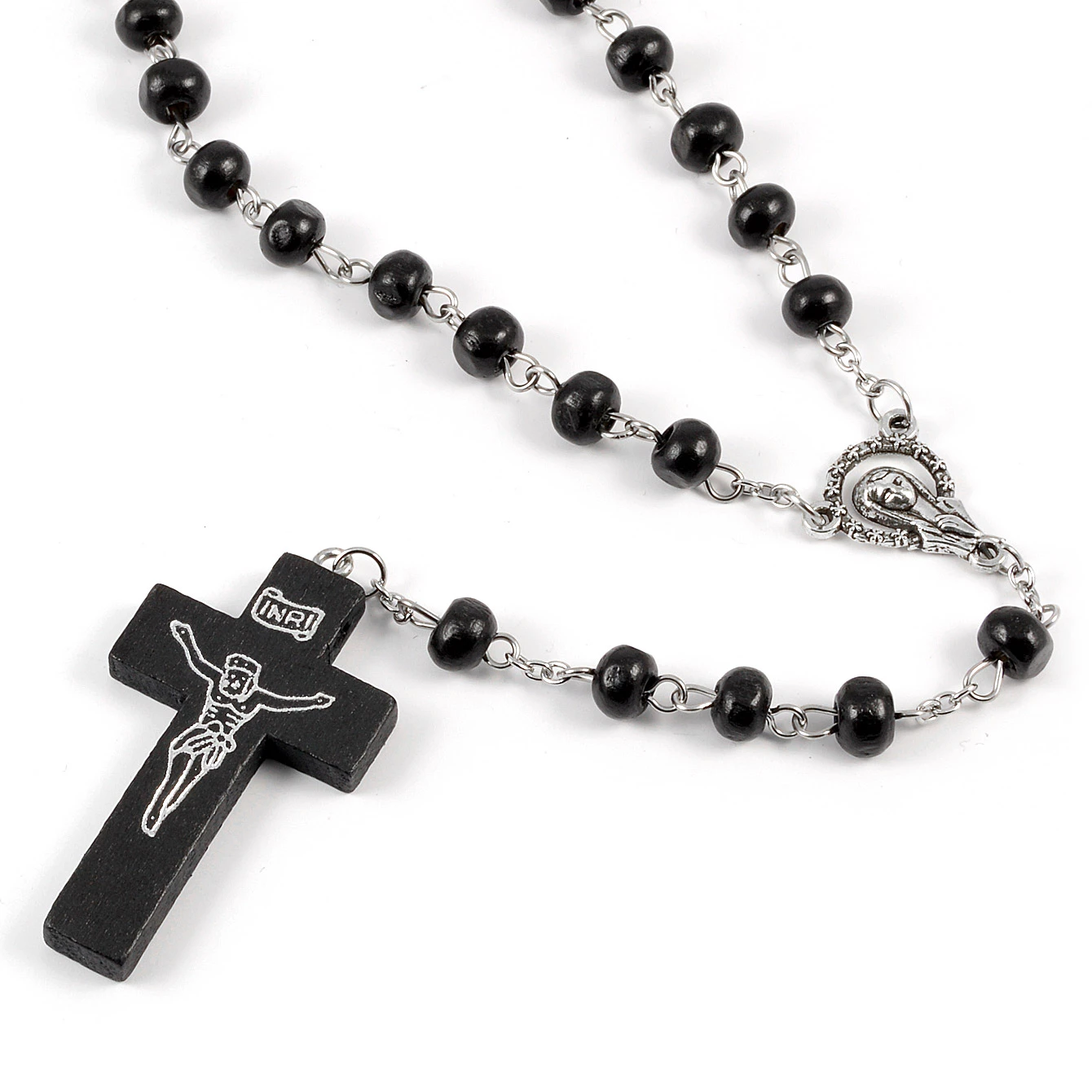Collin Rowe Black Wooden Beaded Rosary Necklace 4 Collin Rowe Black Wooden Beaded Rosary Necklace - Image 2