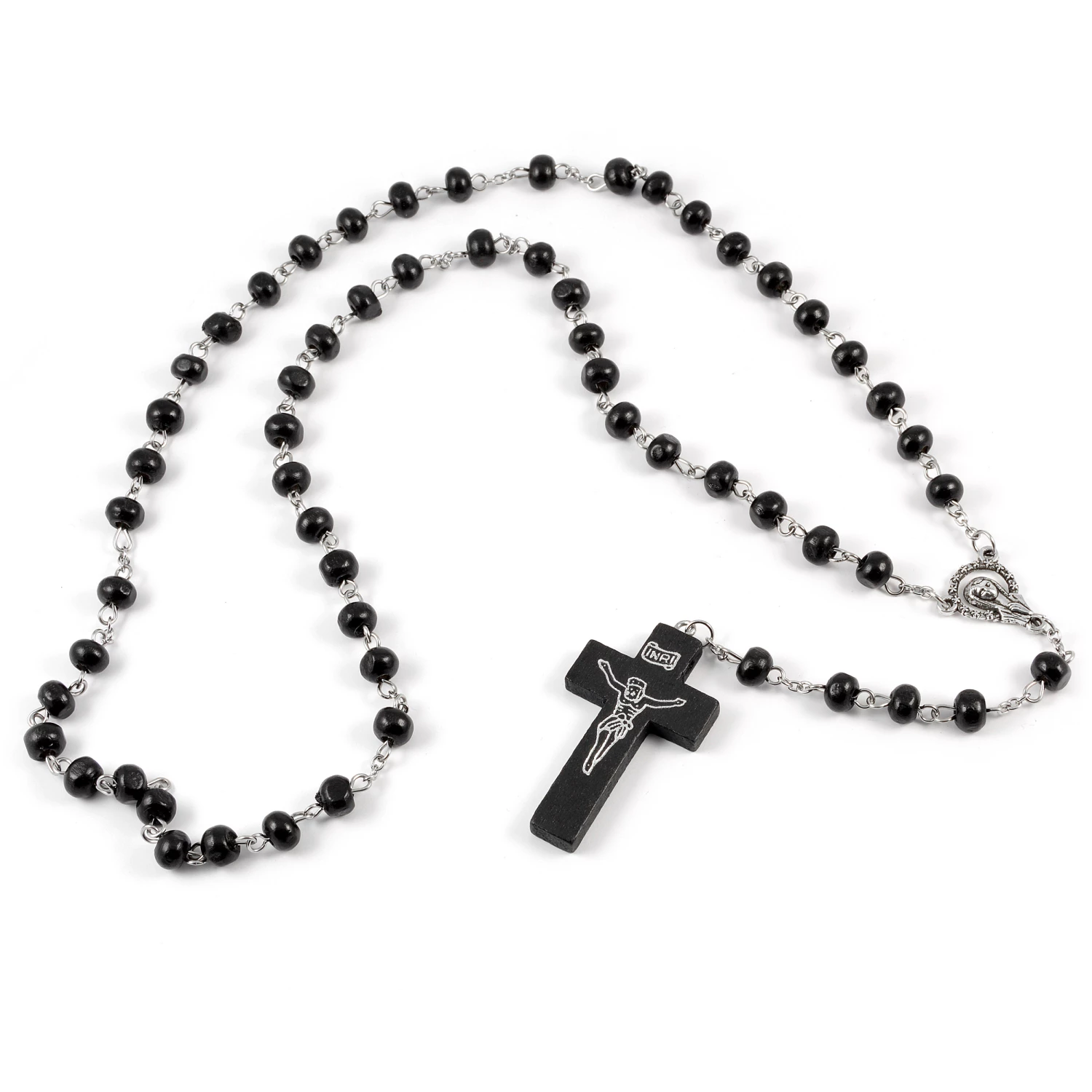 Collin Rowe Black Wooden Beaded Rosary Necklace 3 Collin Rowe Black Wooden Beaded Rosary Necklace