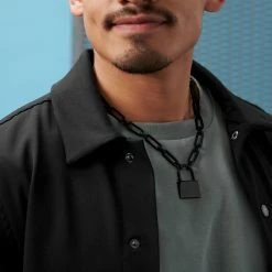 Lucleon Amager | 8 mm Gunmetal Stainless Steel Lock Cable Chain Necklace 11 Lucleon Amager | 8 mm Gunmetal Stainless Steel Lock Cable Chain Necklace -MEN NECKLACES shop rst acpa collectionpage black 23047 bjarkejohansen 3 2