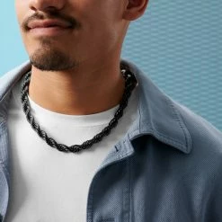 Lucleon Amager | 10 mm Gunmetal Stainless Steel Rope Chain Necklace 10 Lucleon Amager | 10 mm Gunmetal Stainless Steel Rope Chain Necklace -MEN NECKLACES shop rst acpa collectionpage black 23066 bjarkejohansen 3