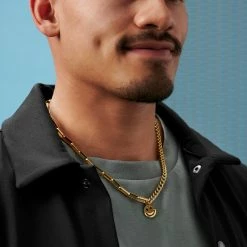 Lucleon Amager | 5 mm Gold-Tone Smiley Curb & Cable Chain Necklace 11 Lucleon Amager | 5 mm Gold-Tone Smiley Curb & Cable Chain Necklace -MEN NECKLACES shop rst acpa collectionpage gold 23060 bjarkejohansen 3