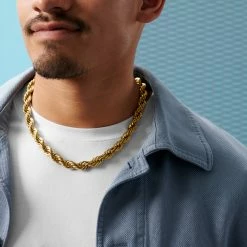 Lucleon Amager | 10 mm Gold-Tone Rope Chain Necklace -MEN NECKLACES shop rst acpa collectionpage gold 23065 bjarkejohansen 3