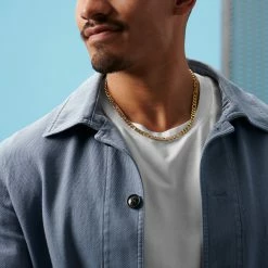 Lucleon Amager | 6 mm Gold-Tone Figaro Chain Necklace -MEN NECKLACES shop rst acpa collectionpage gold 23071 black 23072 silver 23070 bjarkejohansen 3