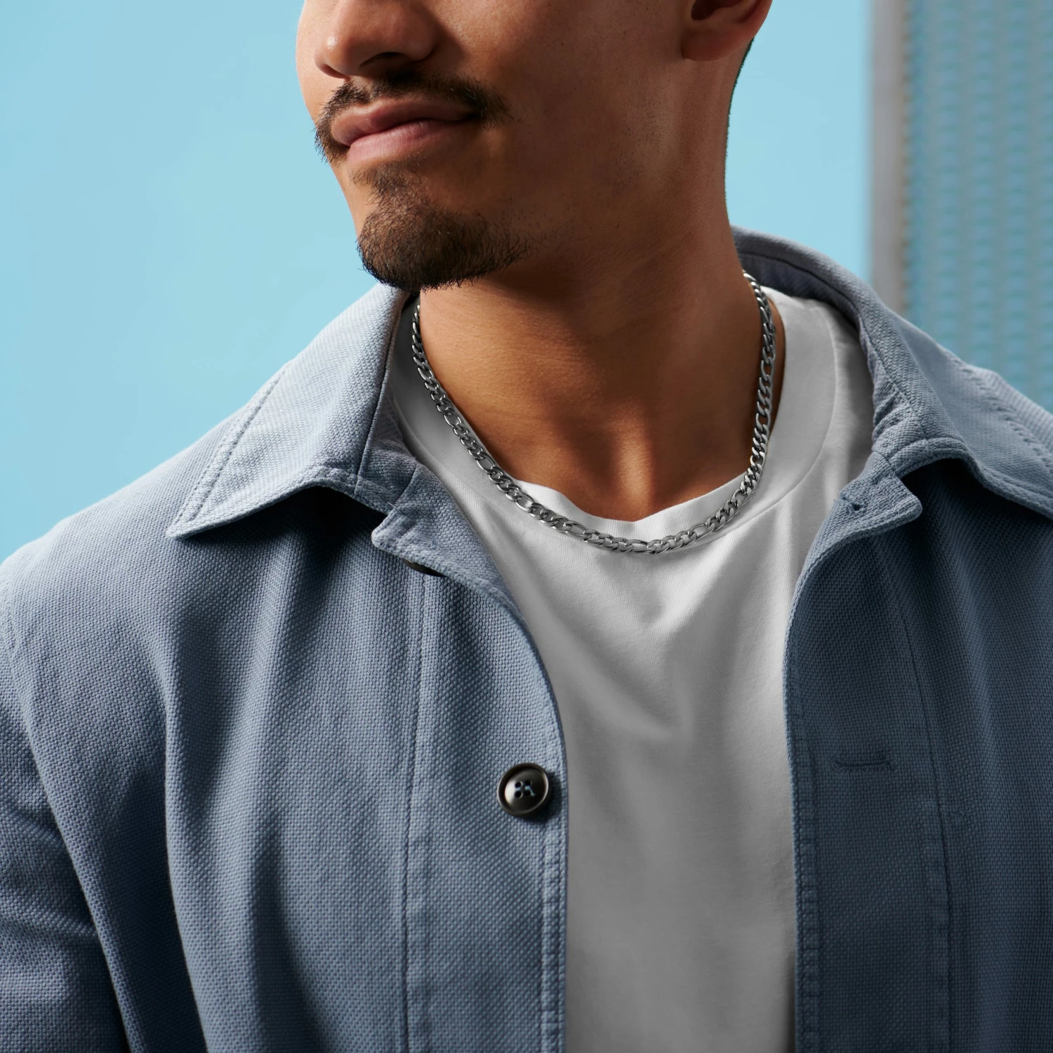 Lucleon Amager | 6 mm Silver-Tone Stainless Steel Figaro Chain Necklace 6 Lucleon Amager | 6 mm Silver-Tone Stainless Steel Figaro Chain Necklace - Image 4