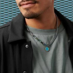 Lucleon Amager | 5 mm Rainbow Stainless Steel Smiley Curb & Cable Chain Necklace -MEN NECKLACES shop rst acpa collectionpage rainbow 23062 bjarkejohansen 3