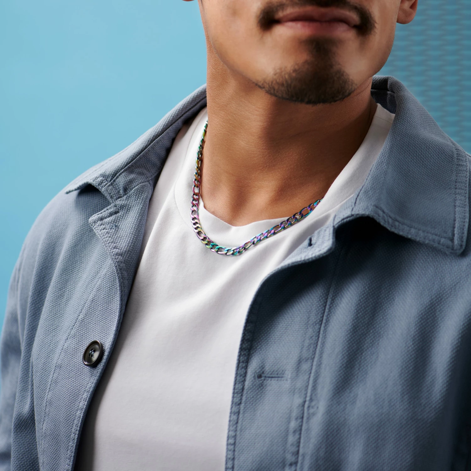 Lucleon Amager | 6 mm Rainbow Stainless Steel Figaro Chain Necklace 6 Lucleon Amager | 6 mm Rainbow Stainless Steel Figaro Chain Necklace - Image 4