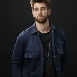 Lucleon Silver-Tone Stainless Steel With Bend Cross Cable Chain Necklace -MEN NECKLACES shop rst megashoot n 15 18266