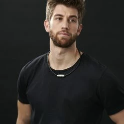 Fort Tempus Black Leather With Silver-Tone Stainless Steel Rune Barrel Necklace -MEN NECKLACES shop rst megashoot n 29 14392 1