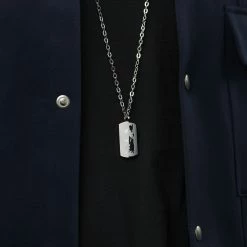 Lucleon Silver-Tone Stainless Steel World Map Cable Chain Necklace -MEN NECKLACES shop rst megashoot n 3 8516