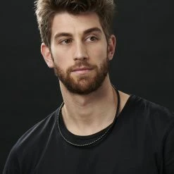 Collin Rowe 5 mm Black Leather Woven Necklace -MEN NECKLACES shop rst megashoot n 31 12121 closeup 1