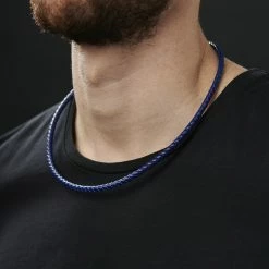 Collin Rowe 5 mm Blue Leather Woven Necklace -MEN NECKLACES shop rst megashoot n 36 12113