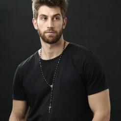 Fort Tempus Silver-Tone Steel Jesus On The Cross Rosary Necklace -MEN NECKLACES shop rst megashoot n 39 2568