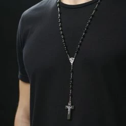 Collin Rowe Black Wooden Beaded Rosary Necklace 9 Collin Rowe Black Wooden Beaded Rosary Necklace -MEN NECKLACES shop rst megashoot n 42 8173