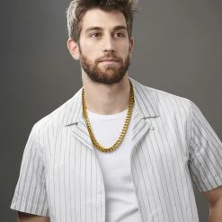 Fort Tempus 10 mm Gold-Tone Cuban Chain Necklace -MEN NECKLACES shop rst megashoot n 54 3900