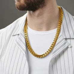 Fort Tempus 10 mm Gold-Tone Cuban Chain Necklace -MEN NECKLACES shop rst megashoot n 55 3900
