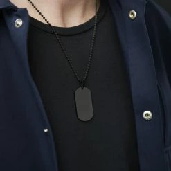 Lucleon Black Stainless Steel Dog Tag Ball Chain Necklace -MEN NECKLACES shop rst megashoot n 6 19805
