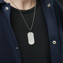 Lucleon Silver-Tone Stainless Steel Dog Tag Ball Chain Necklace 10 Lucleon Silver-Tone Stainless Steel Dog Tag Ball Chain Necklace -MEN NECKLACES shop rst megashoot n 6 19806