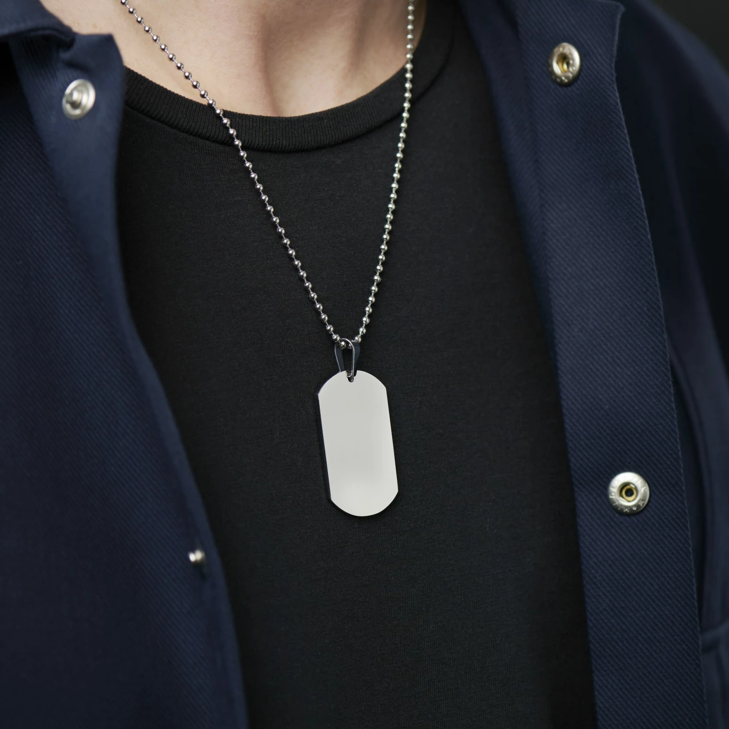 Lucleon Silver-Tone Stainless Steel Dog Tag Ball Chain Necklace 5 Lucleon Silver-Tone Stainless Steel Dog Tag Ball Chain Necklace - Image 3