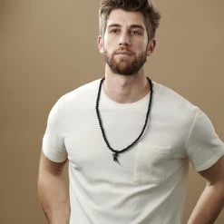 Collin Rowe Black Wooden Beaded Necklace -MEN NECKLACES shop rst megashoot n 72 12079