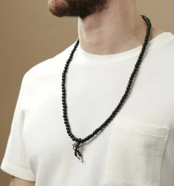 Collin Rowe Black Wooden Beaded Necklace -MEN NECKLACES shop rst megashoot n 73 20079