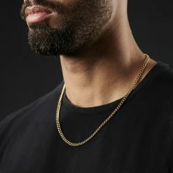 Lucleon 1/5" (4 mm) Gold-Tone Curb Chain Necklace -MEN NECKLACES shop rst megashoot neck 15153 2 1