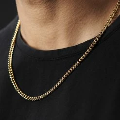 Lucleon 1/5" (4 mm) Gold-Tone Curb Chain Necklace -MEN NECKLACES shop rst megashoot neck 15153 2bm 1