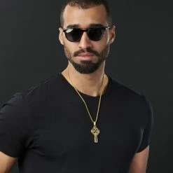 Fort Tempus Gold-Tone Celtic Cross Cable Chain Necklace -MEN NECKLACES shop rst megashoot neck2 1 17553