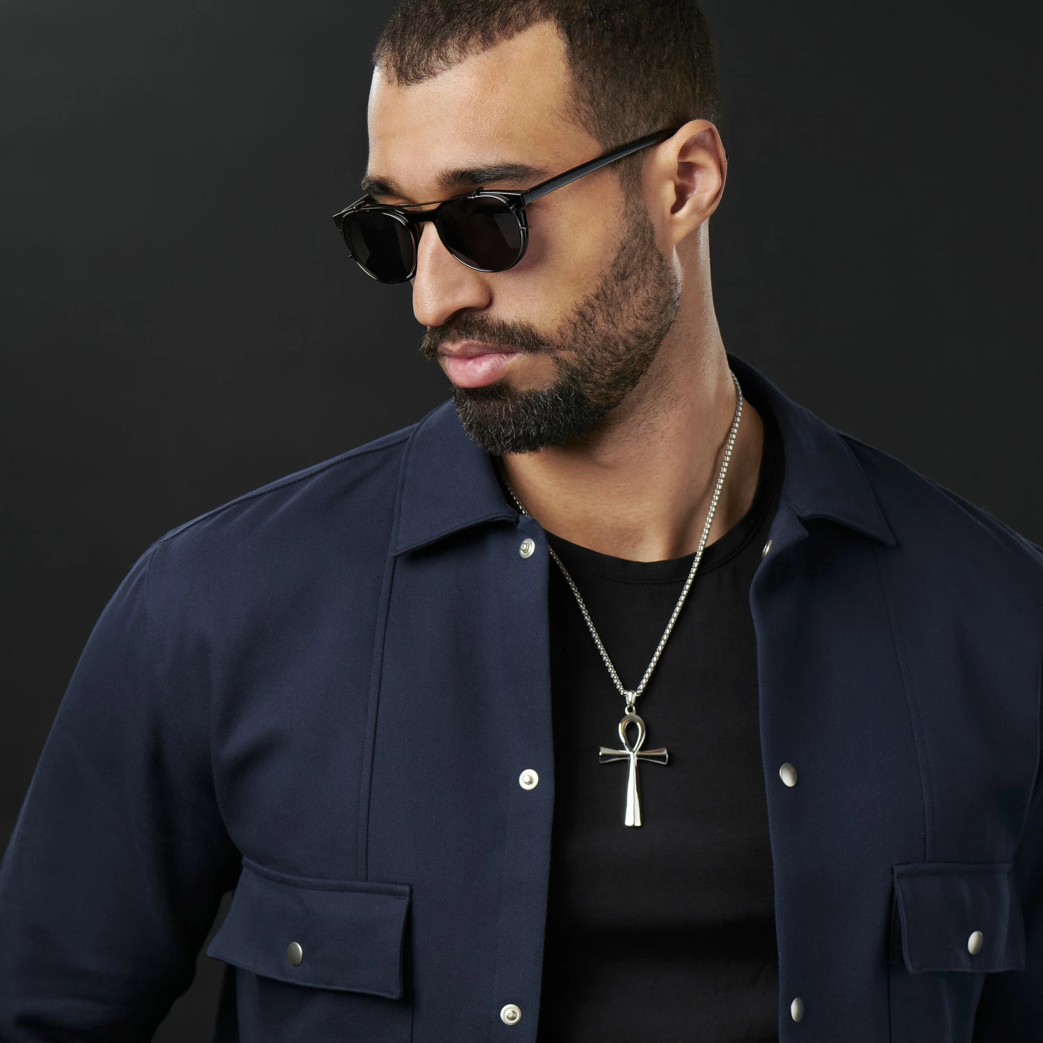 Fort Tempus Ankh | Silver-Tone Stainless Steel Ankh Curb Chain Necklace 6 Fort Tempus Ankh | Silver-Tone Stainless Steel Ankh Curb Chain Necklace - Image 4