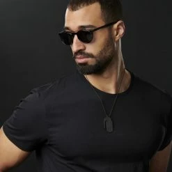 Lucleon Black Stainless Steel With Double Dog Tag Ball Chain Necklace -MEN NECKLACES shop rst megashoot neck2 1 19802