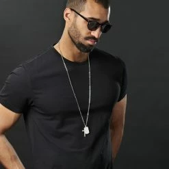 Lucleon Silver-Tone Stainless Steel Dog Tag & Cross Cable Chain Necklace -MEN NECKLACES shop rst megashoot neck2 1 4662