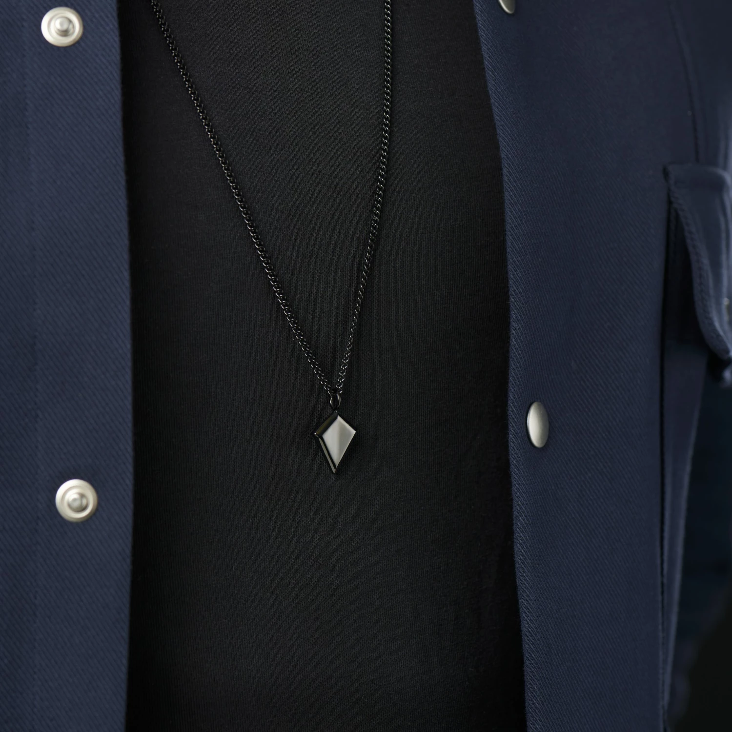 Lucleon Iconic | Black Stainless Steel Triangle Curb Chain Necklace 5 Lucleon Iconic | Black Stainless Steel Triangle Curb Chain Necklace - Image 3