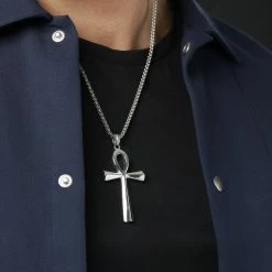 Fort Tempus Ankh | Silver-Tone Stainless Steel Ankh Curb Chain Necklace 10 Fort Tempus Ankh | Silver-Tone Stainless Steel Ankh Curb Chain Necklace -MEN NECKLACES shop rst megashoot neck2 2 17554