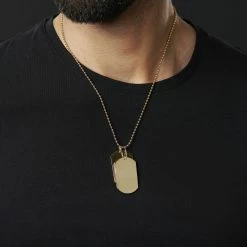 Lucleon Gold-Tone With Double Dog Tag Ball Chain Necklace -MEN NECKLACES shop rst megashoot neck2 2 19801