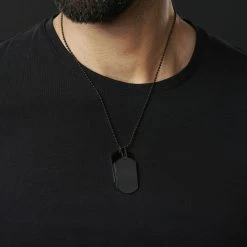 Lucleon Black Stainless Steel With Double Dog Tag Ball Chain Necklace -MEN NECKLACES shop rst megashoot neck2 2 19802
