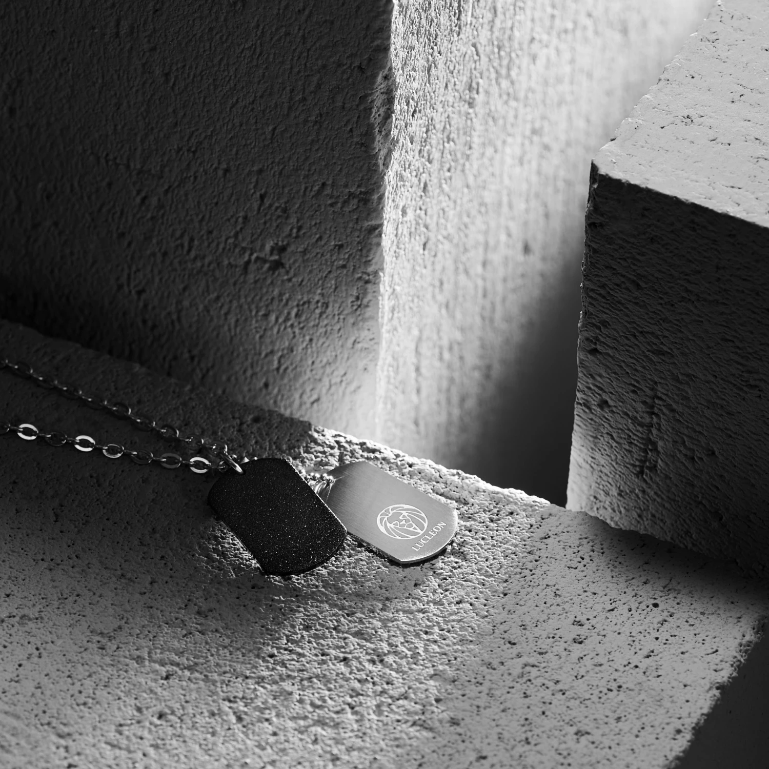 Lucleon Silver-Tone Stainless Steel with Black & Silver-Tone Double Dog Tag Cable Chain Necklace 7 Lucleon Silver-Tone Stainless Steel with Black & Silver-Tone Double Dog Tag Cable Chain Necklace - Image 5