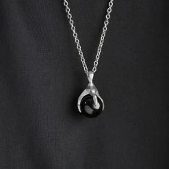 Moody Mason Silver-Tone Stainless Steel Claw & Black Agate Stone Cable Chain Necklace -MEN NECKLACES shop rst nmm neck silver 21462 2