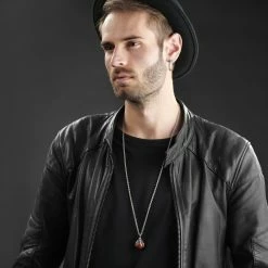 Moody Mason Silver-Tone Stainless Steel Claw & Red Jasper Stone Cable Chain Necklace 13 Moody Mason Silver-Tone Stainless Steel Claw & Red Jasper Stone Cable Chain Necklace -MEN NECKLACES shop rst nmm neck silver 21465 1