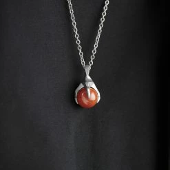Moody Mason Silver-Tone Stainless Steel Claw & Red Jasper Stone Cable Chain Necklace 12 Moody Mason Silver-Tone Stainless Steel Claw & Red Jasper Stone Cable Chain Necklace -MEN NECKLACES shop rst nmm neck silver 21465 2