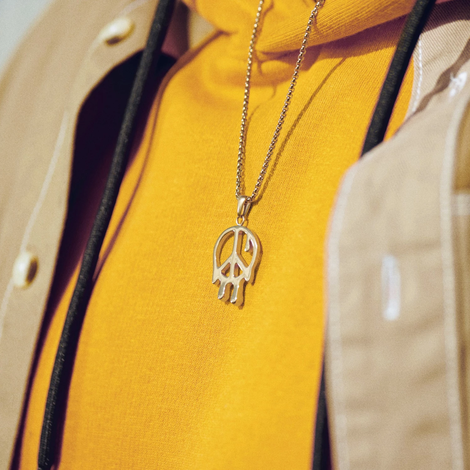 Otsu Fahrenheit | Melting Gold-tone Peace Necklace 4 Otsu Fahrenheit | Melting Gold-tone Peace Necklace - Image 2
