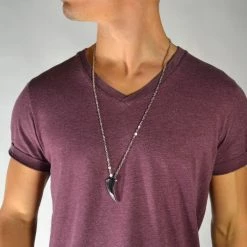 Fort Tempus Silver-Tone Stainless Steel Tooth Cable Chain Necklace -MEN NECKLACES shop s lvtand sta lhalsk de