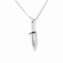 Fort Tempus Silver-Tone Stainless Steel Knife Cable Chain Necklace