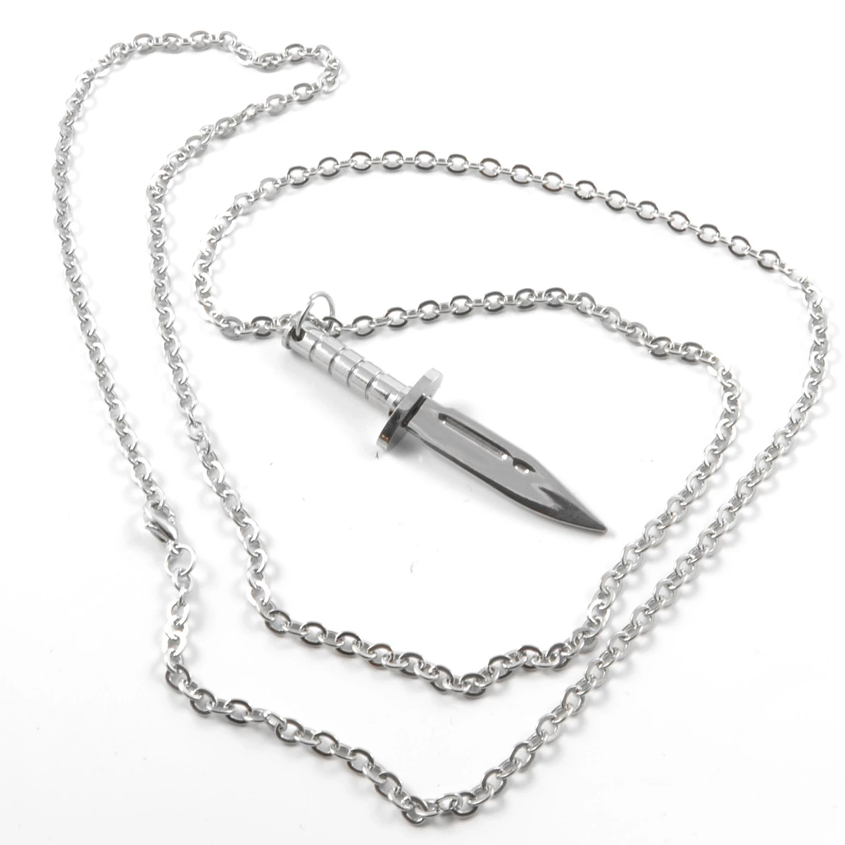 Fort Tempus Silver-Tone Stainless Steel Knife Cable Chain Necklace 4 Fort Tempus Silver-Tone Stainless Steel Knife Cable Chain Necklace - Image 2