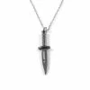 Fort Tempus Silver-Tone & Black Stainless Steel Knife Cable Chain Necklace -MEN NECKLACES shop sort kniv stalhalskade 1