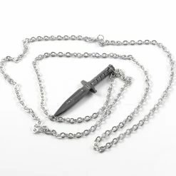 Fort Tempus Silver-Tone & Black Stainless Steel Knife Cable Chain Necklace -MEN NECKLACES shop sort kniv stalhalskade 2